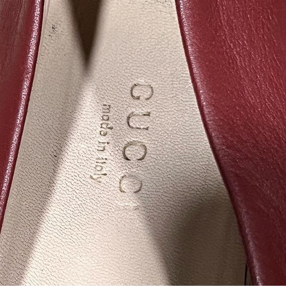 GUCCI Burgundy Leather Horsebit Flats